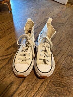 Converse Platform High Top Sneakers in Cream and White